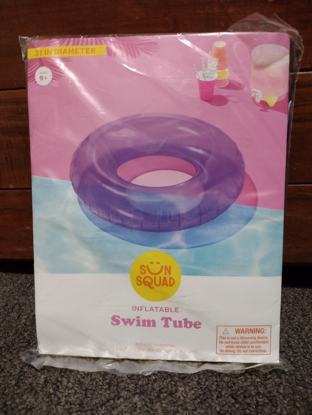 Sun Squad Inflatable Swim Tube - Purple 36" Diameter
